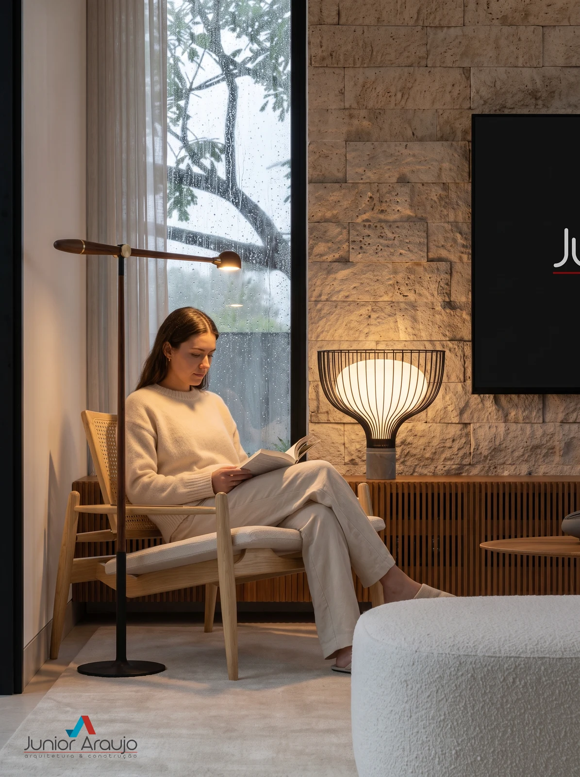 Espaço de leitura com luz natural