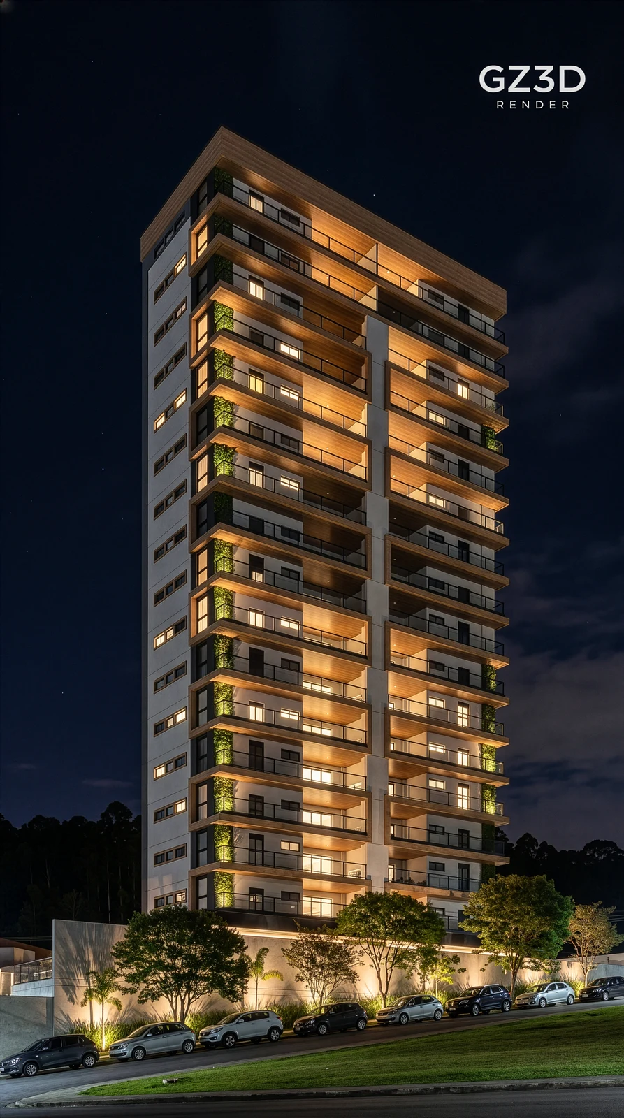 Visualização arquitetônica de exteriores — PREDIO RESIDENCIAL NOITE